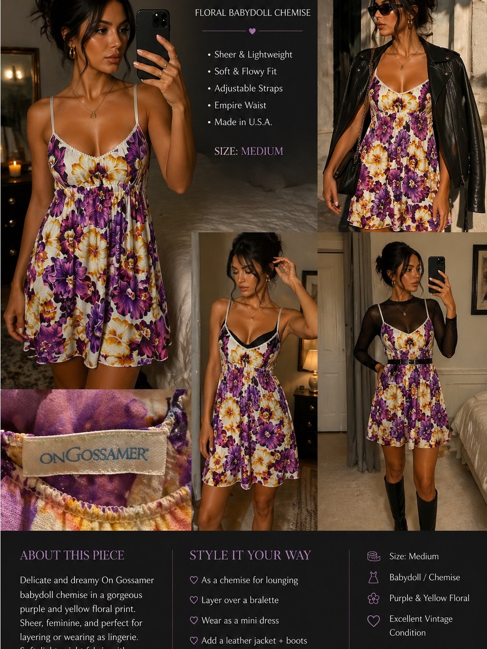 On Gossamer Lilac and Yellow Floral Stretch Camisole